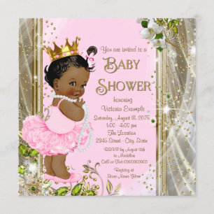Invitation Baby shower Pink Tutu de la princesse africaine-am