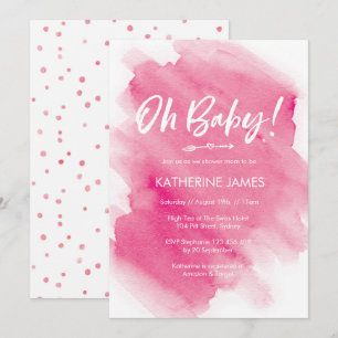 Invitation Baby shower Pink Watercolor