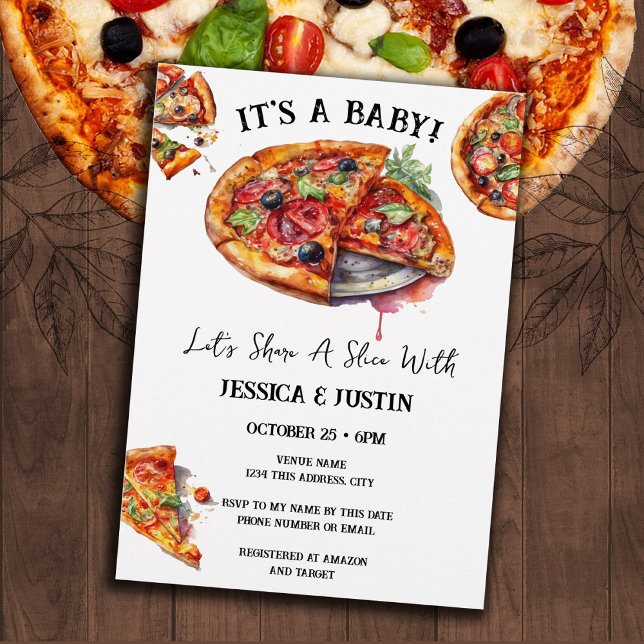 Invitation Baby shower Pizza Couple (Créateur téléchargé)