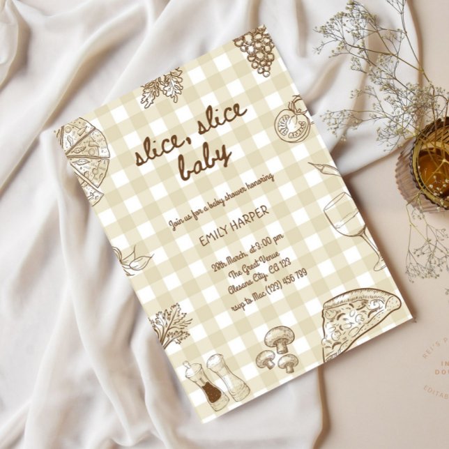 Invitation Baby shower Pizza dessinée à la main Wh (Créateur téléchargé)