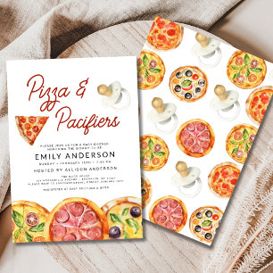 Invitation Baby shower Pizza & Pacificateurs aquarelle