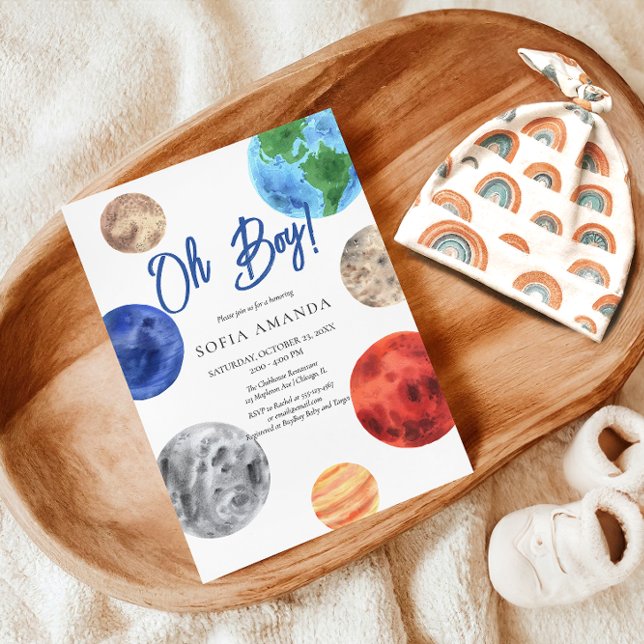 Invitation Baby shower Planète Aquarelle (Créateur téléchargé)