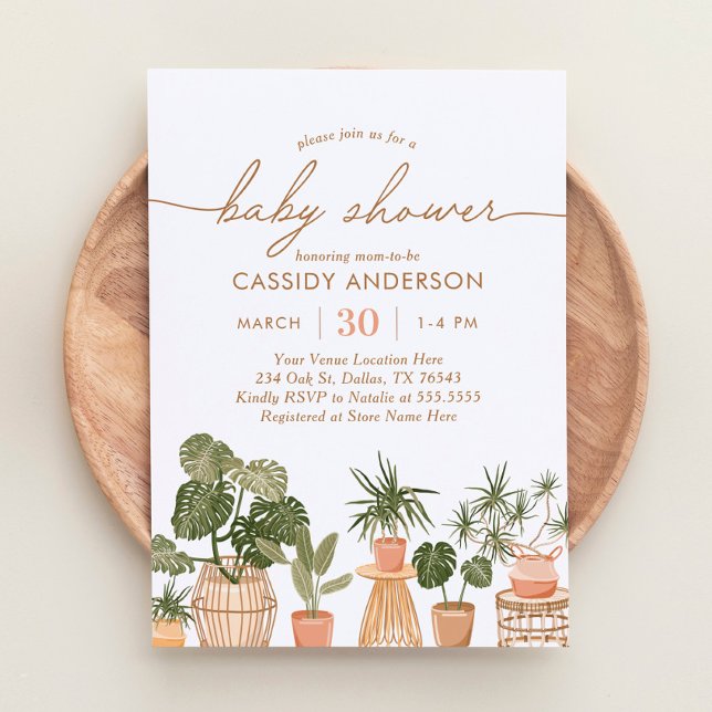 Invitation Baby shower Plante Boho Poted House (Créateur téléchargé)