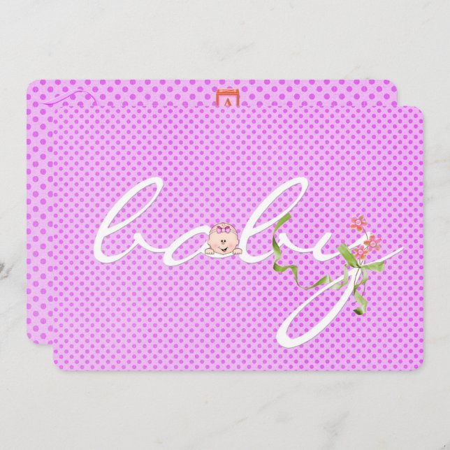 Invitation Baby shower Pointe rose (Devant / Derrière)