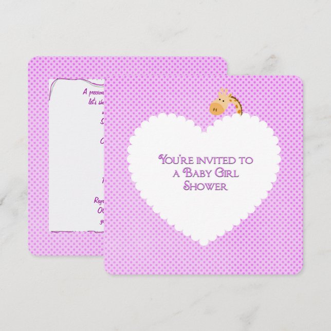 Invitation Baby shower Pointe rose (Devant / Derrière)