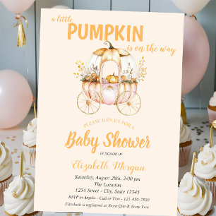 Invitation Baby shower pointillé de transport citrouille