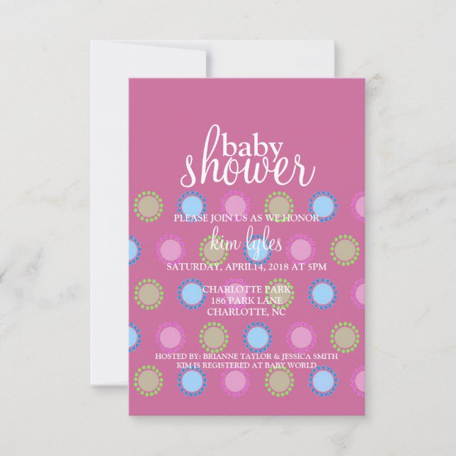 Invitation Baby shower - points - violet (Devant)