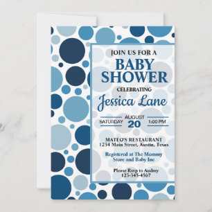 Invitation Baby shower Pois à deux tons bleu