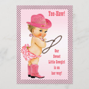 Invitation Baby shower Pois de petite fille rose