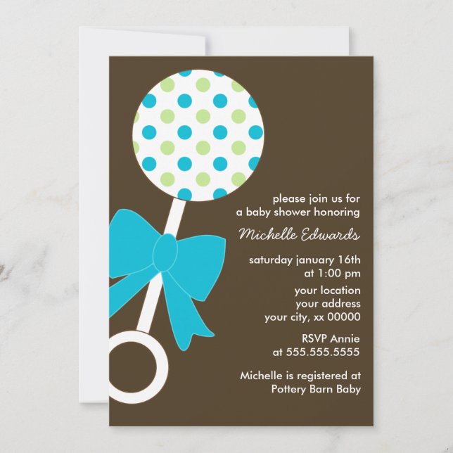 Invitation Baby shower Pois du bétail (Devant)