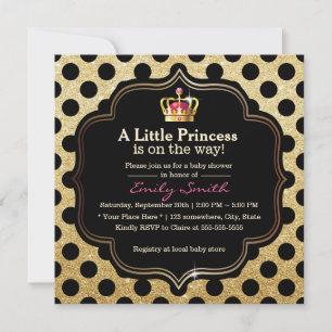Invitation Baby shower Pois moderne petite princesse fille
