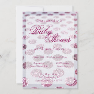 Invitation Baby shower   Pois roses