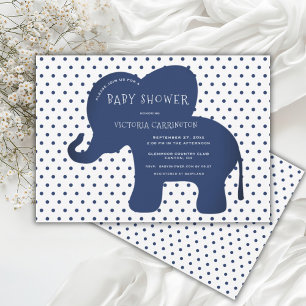 Invitation Baby shower Polkadot bleu marine