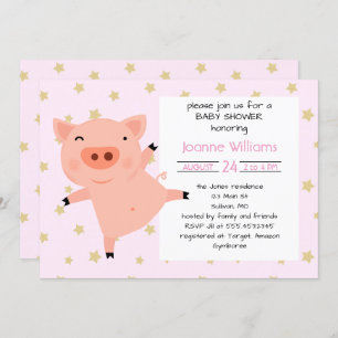 Invitation Baby shower porcin mignon pour la fille