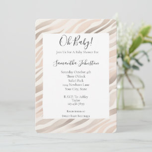 Invitation Baby shower Poster de animal de crème rose Zebra