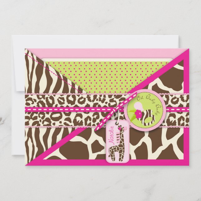 Invitation Baby shower Poster de animal  de Giraffe & Pacifie (Devant)