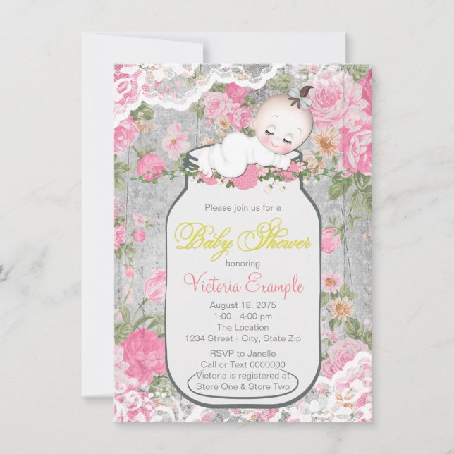 Invitation Baby Shower Pot Mason (Devant)