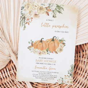 Invitation Baby Shower pour Bébé Citrouille Genre Neutre