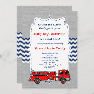 Invitation Baby shower pour bébé de camion incendi