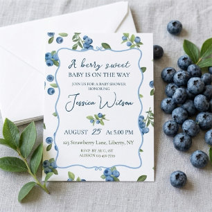 Invitation Baby-Shower pour Bébé Myrtille, Un Bébé Sucré aux