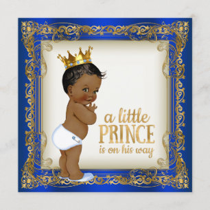 Invitation Baby Shower pour bébé prince afro-américain