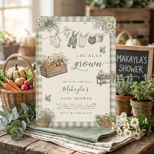 Invitation Baby Shower pour Bébé Végétalien de Jardin Local