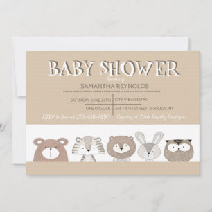 Invitation Baby shower pour bébés animaux mignons