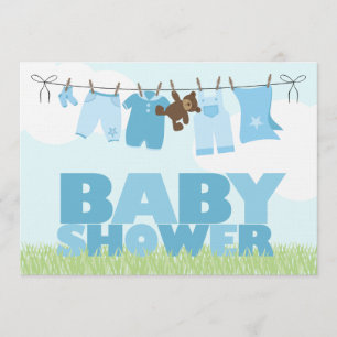 Invitation Baby shower pour bébés de vêtements {blue} Boys