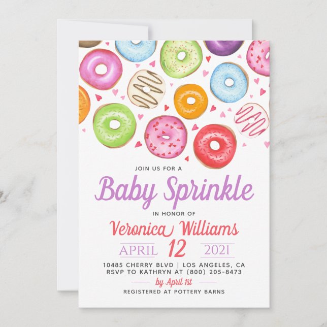 Invitation Baby shower pour bébés Donut Sprinkl (Devant)