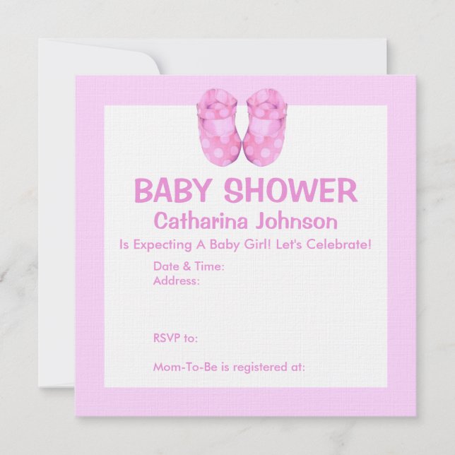 Invitation Baby shower pour bébés filles (Devant)
