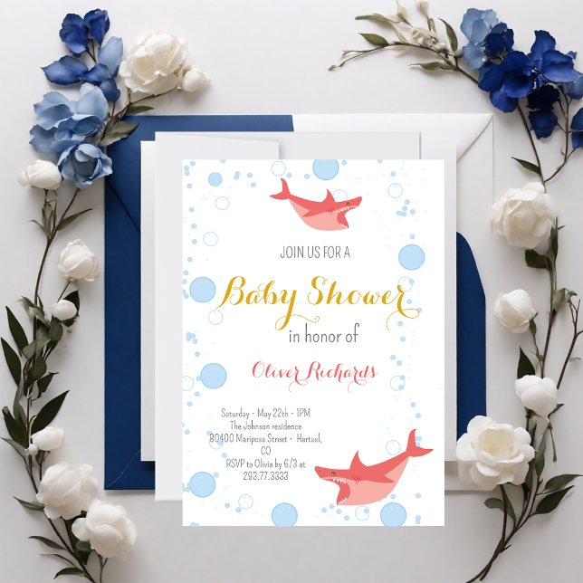 Invitation Baby shower pour enfants de Shark Summer Party (Créateur téléchargé)