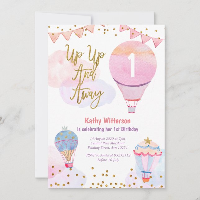 Invitation Baby shower pour filles à Parties scintillant de b (Devant)