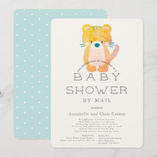Invitation Baby shower pour garçon bleu tigre par courrier