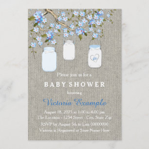 Invitation Baby shower pour garçon en toile de jute