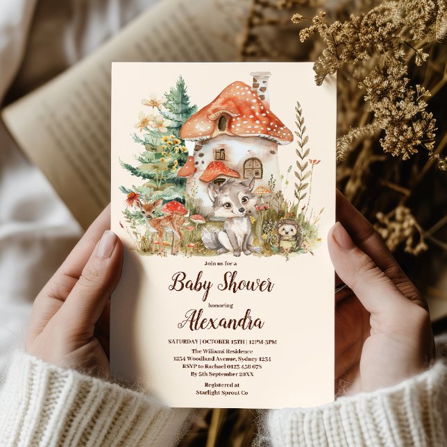 Invitation Baby shower pour garçons de forêt moderne Woodland (Créateur téléchargé)