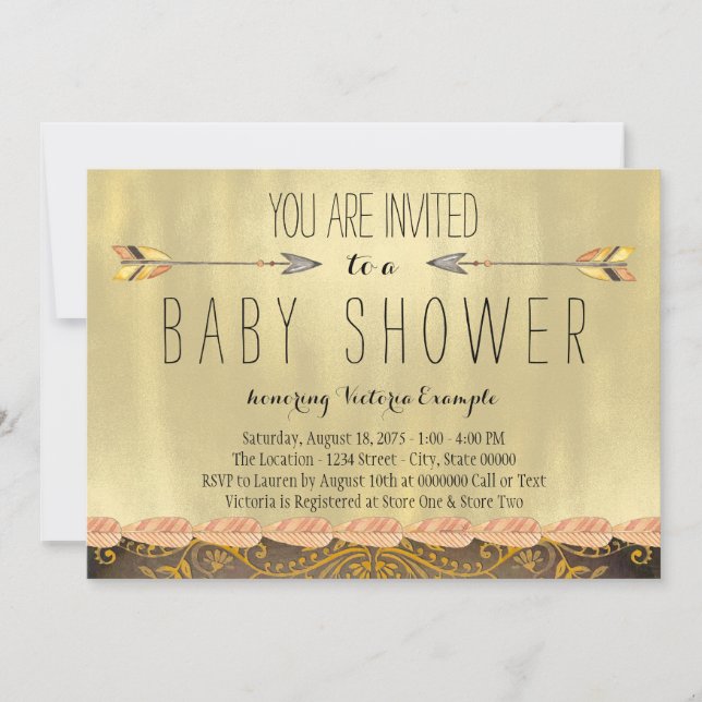 Invitation Baby shower pour garçons de la flèche tribale (Devant)
