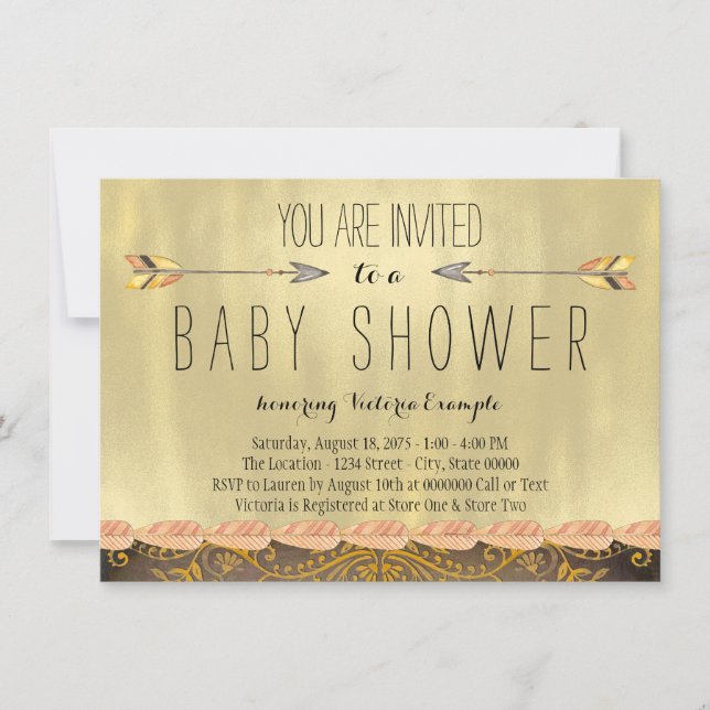 Invitation Baby shower pour garçons de la flèche tribale (Devant)