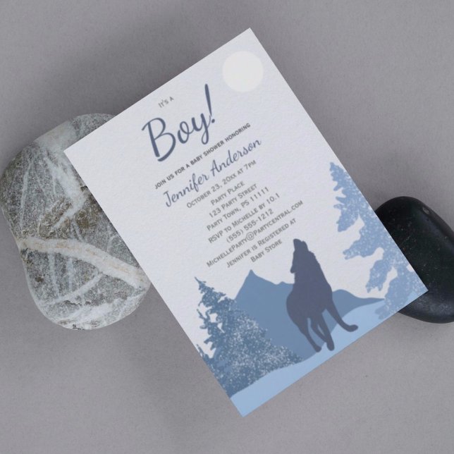 Invitation Baby shower pour garçons de Wolf Mountain Forest (Créateur téléchargé)