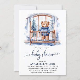 Invitation Baby shower pour garçons d'hiver Teddy Bear