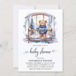 Invitation Baby shower pour garçons d'hiver Teddy Bear