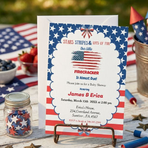 Invitation Baby shower pour le 4 juillet petite pétarde