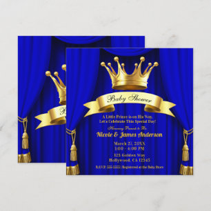 Invitation Baby shower pour le futur prince héritier : bleu r