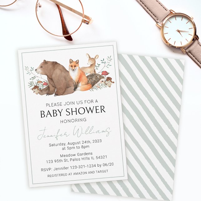 Invitation baby shower pour les animaux forestiers (Créateur téléchargé)