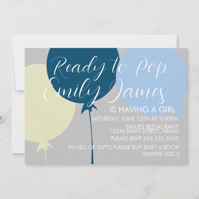 Invitation Baby shower pour les Ballons Bleus Garçon (Devant)