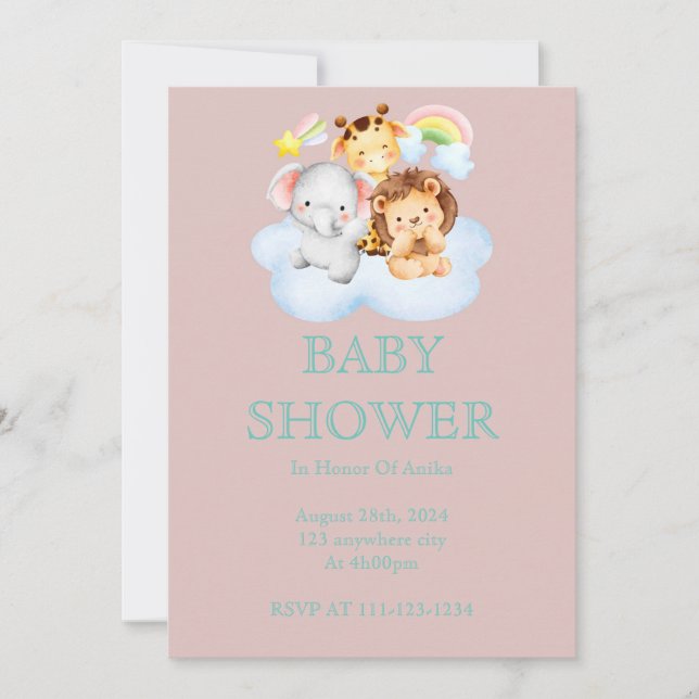 INVITATION baby shower POUR LES FILLES (Devant)