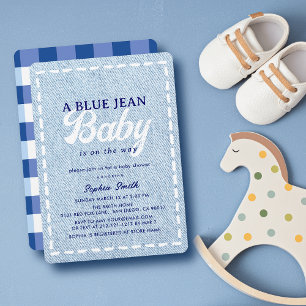 Invitation Baby Shower pour Petit Garçon en Jean Bleu
