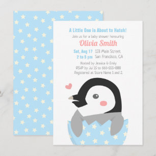 Invitation Baby Shower Pour Petit Pingouin Fraîchement Éclos