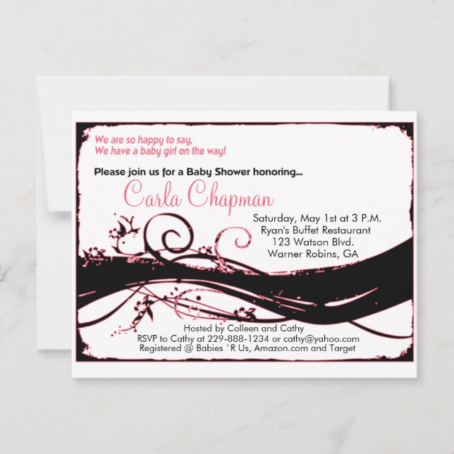 Invitation Baby shower pour une fille (Devant)