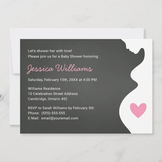 Invitation Baby shower pour une fille d'une femme  (Devant)