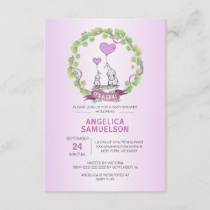 Invitation Baby shower pourpre de lavande de guirlande